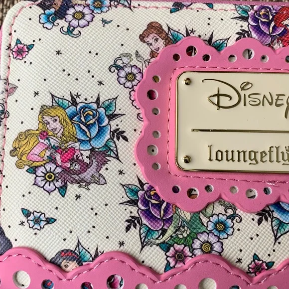 FINAL PRICE! Loungefly Disney Princess Tattoo AOP Zip Around Wallet - Picture 5 of 15